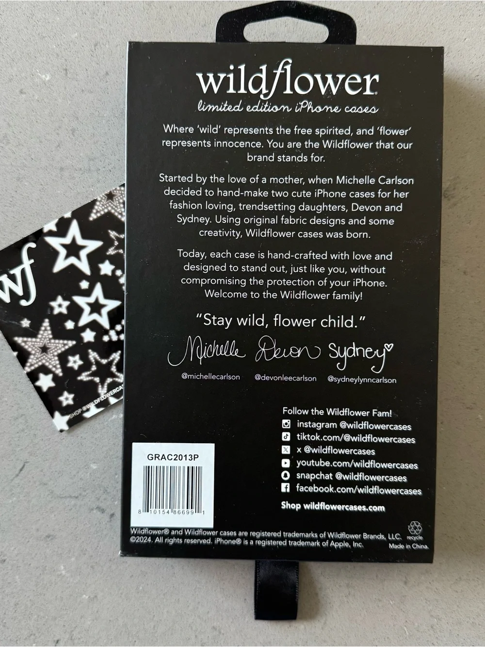 Wildflower iPhone 13 Pro Case Gracie Abrams White with Yellow & Black Pattern